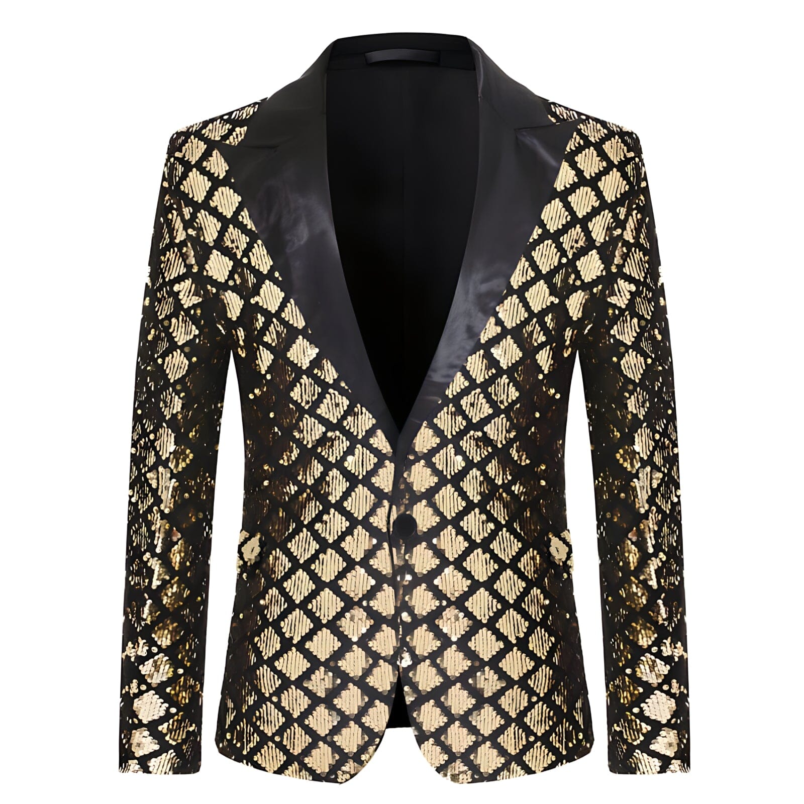 The Damond Sequin Slim Fit Blazer Suit Jacket - Gold WD Styles S 