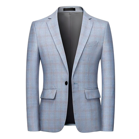 The Alain Plaid Slim Fit Blazer Suit Jacket - Slate Blue WD Styles XXS 