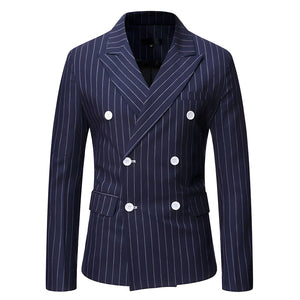 The Hamilton Pinstripe Slim Fit Blazer Suit Jacket - Navy WD Styles XS 