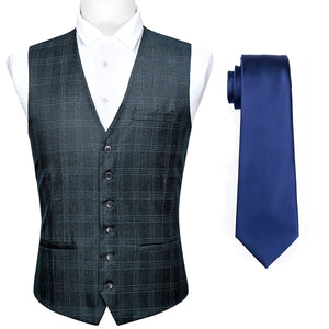 The Haydn Plaid Vest Tie Set - Multiple Colors WD Styles Deep Blue S 