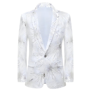 The Starlito Sequin Slim Fit Blazer Suit Jacket - White WD Styles XS 