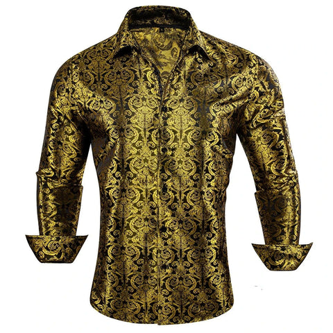 The Tennyson Floral Embroidered Shirt - Multiple Colors WD Styles Gold S 