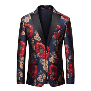 The Gautier Jacquard Slim Fit Blazer Suit Jacket - Crimson WD Styles XS 