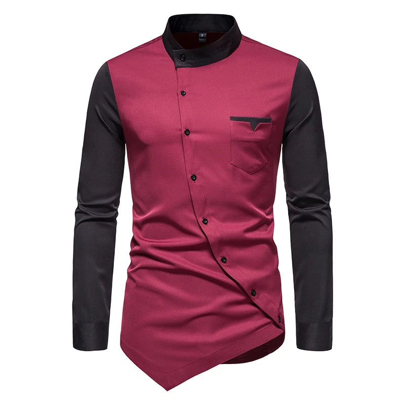 The Severus Long Sleeve Patchwork Shirt - Multiple Colors WD Styles Wine S 