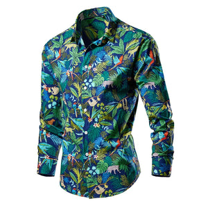 The Quinton Long Sleeves Printed Shirt - Multiple Colors WD Styles Blue XS 