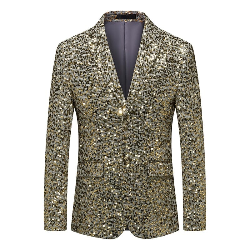 The Avalon Slim Fit Sequin Blazer Suit Jacket - Gold WD Styles XS 