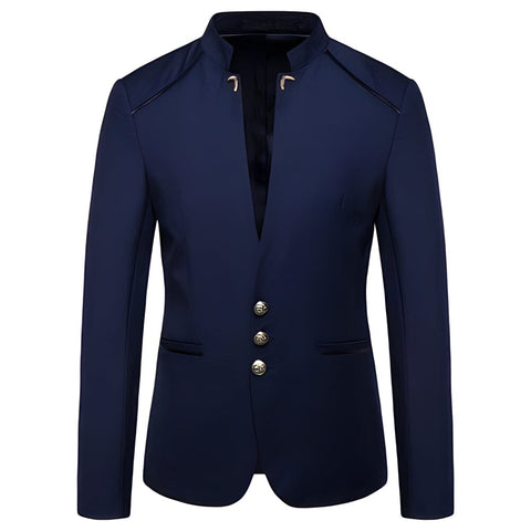 The Navid Slim Fit Mandarin Collar Blazer Suit Jacket - Multiple Colors WD Styles Navy XS 