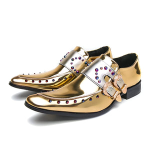 The Dorado Patent Leather Studded Pointed Toe Dress Shoes WD Styles US 2 / EU 35 