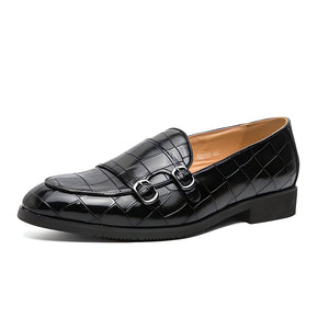 The Maddox Faux Croc Leather Monk Strap Penny Loafers - Multiple Colors WD Styles Black EU 38 (US 6) 