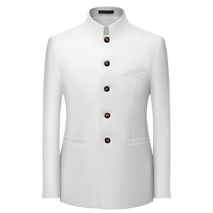 The Bellam Mandarin Collar Jacket - Multiple Colors WD Styles White XS 