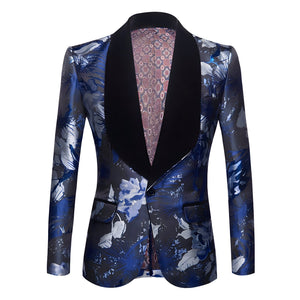 The Bastien Jacquard Slim Fit Blazer Suit Jacket - Indigo WD Styles 36 / XS 