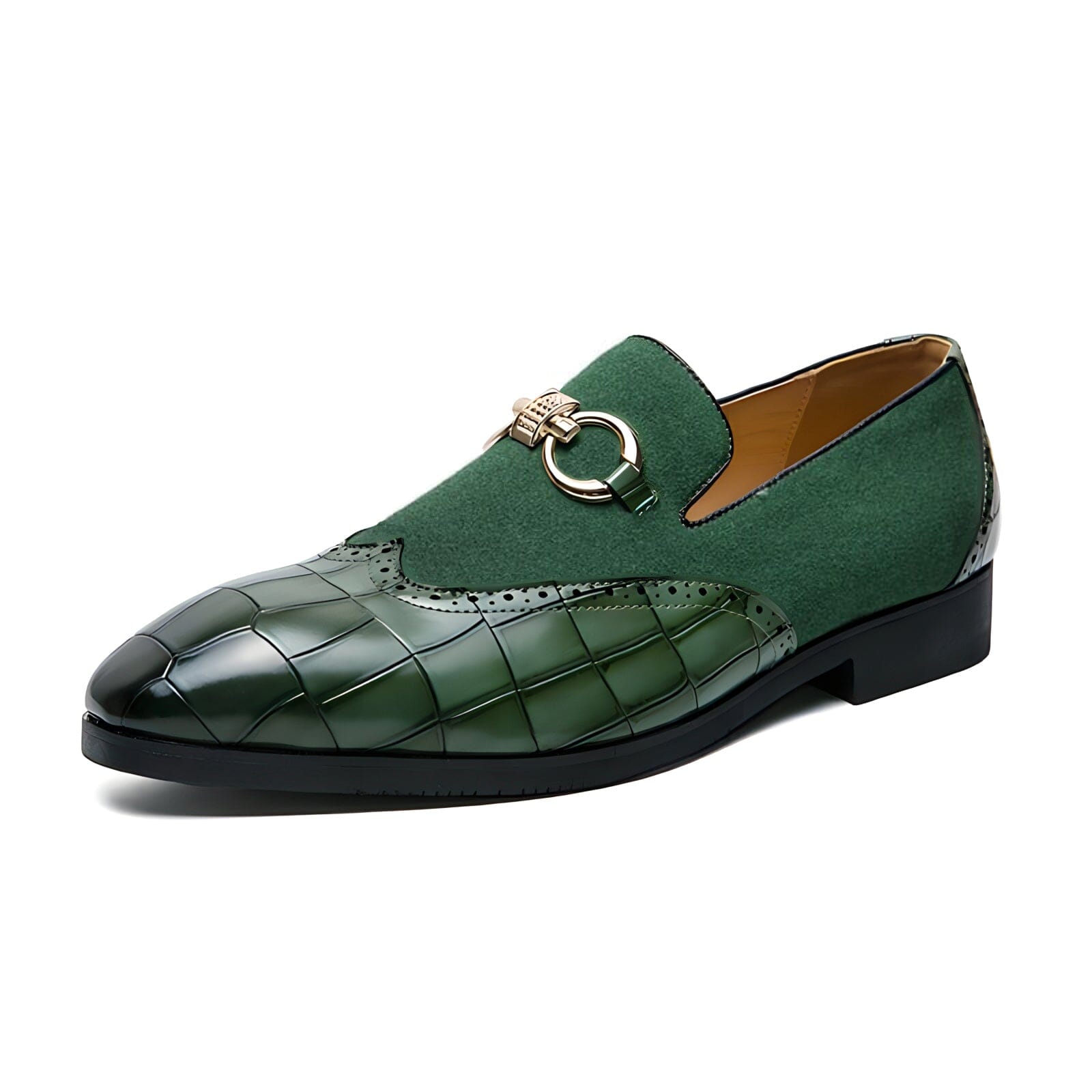 The Interlock Faux Croc Leather Suede Penny Loafers - Multiple Colors WD Styles Green US 5 / EU 38 