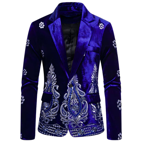 The Percival Velvet Slim Fit Blazer Suit Jacket - Multiple Colors Shop5798684 Store Blue L 