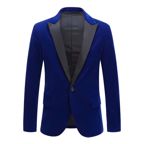 The Xavier Slim Fit Velvet Blazer Suit Jacket - Cobalt Blue Shop5798684 Store XXS 