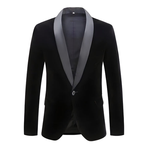 The Xavier Velvet Slim Fit Blazer Suit Jacket - Jet Black Shop5798684 Store XXS 