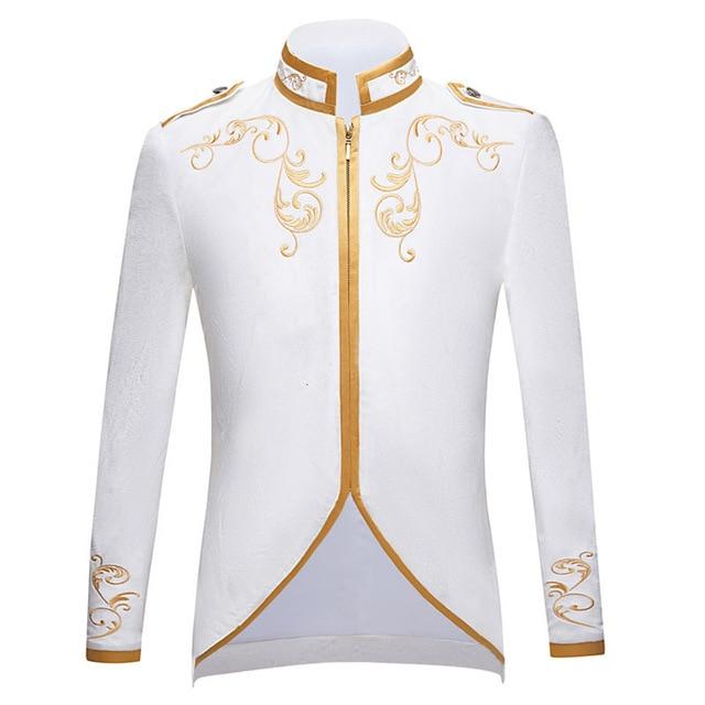 The "Imperial" Velvet Mandarin Collar Jacket - Ivory William // David 3XL 